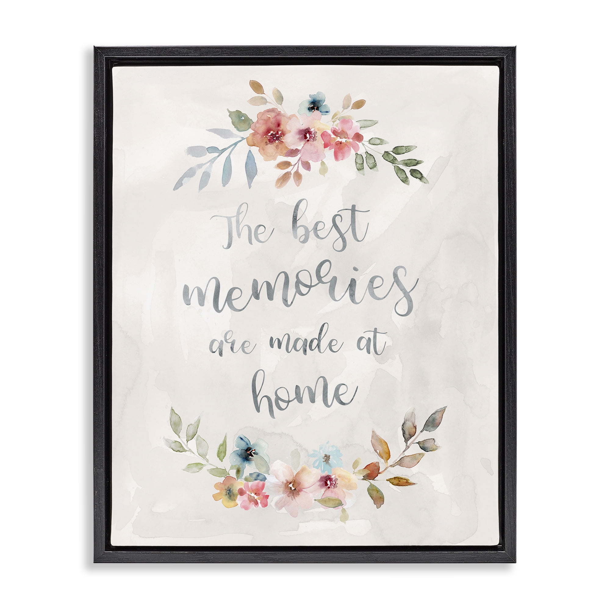 Stupell Industries Best Memories at Home Plants & Flowers Painting Black Floater Framed Canvas Art Print Wall Art, 25 x 31