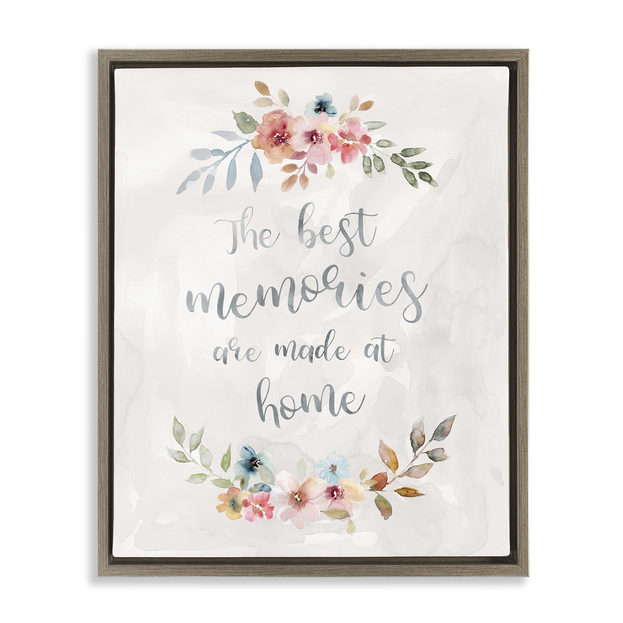 Stupell Industries Best Memories at Home Plants & Flowers Painting Brown Floater Framed Canvas Art Print Wall Art, 25 x 31