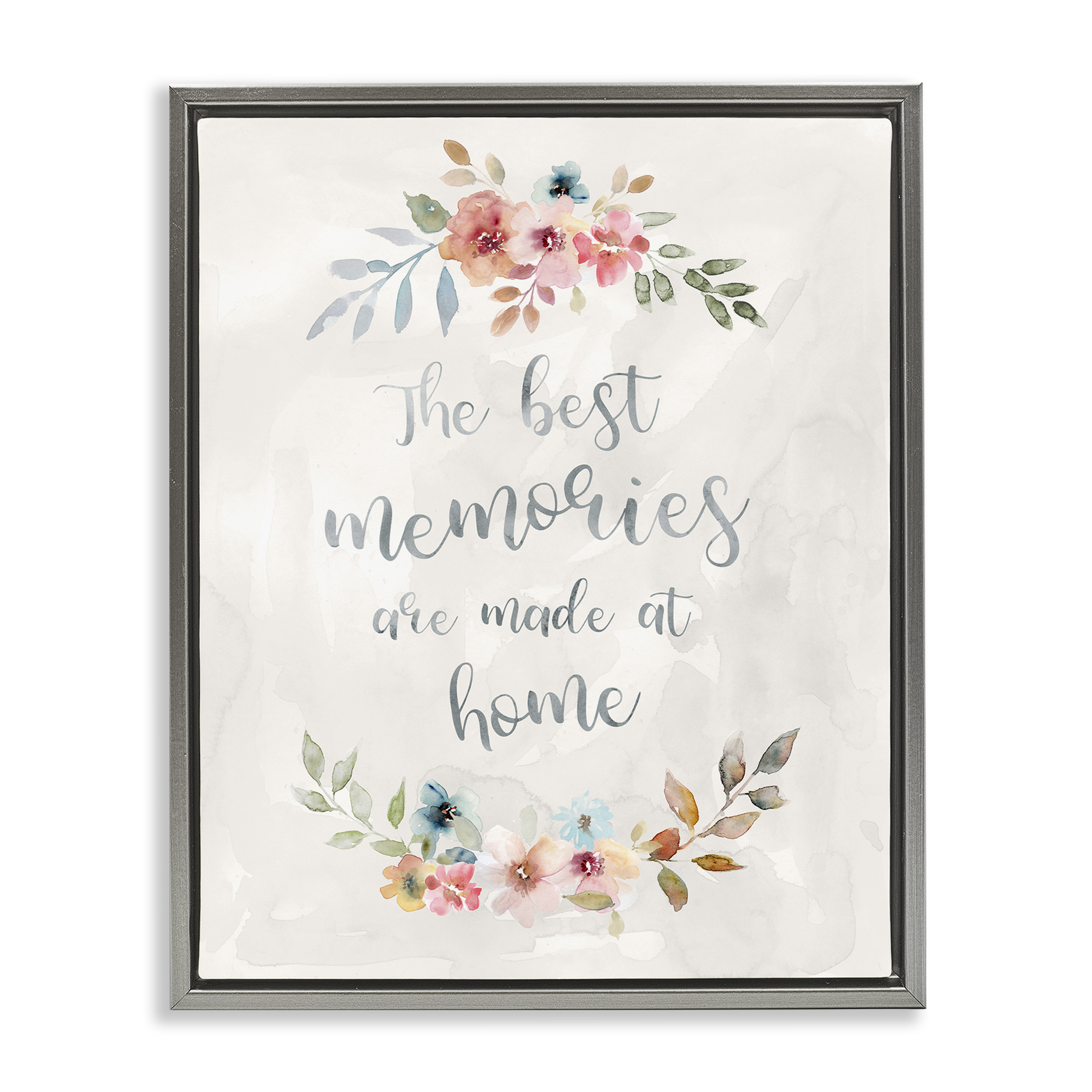 Stupell Industries Best Memories at Home Plants & Flowers Painting Gray Floater Framed Canvas Art Print Wall Art, 25 x 31