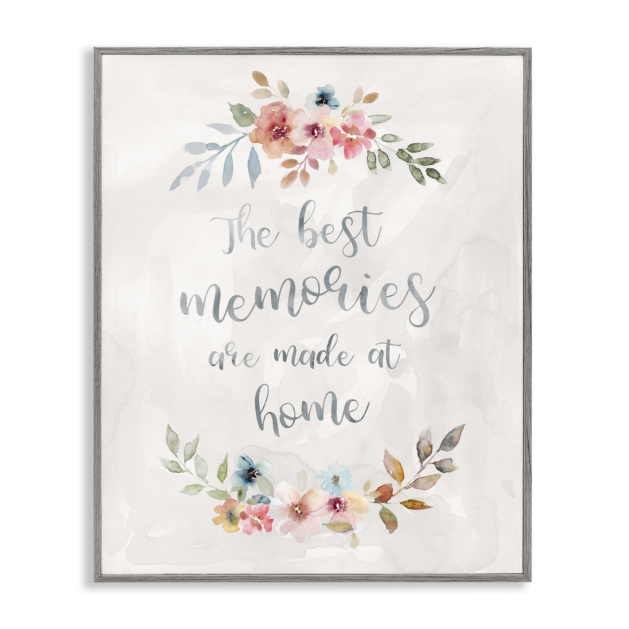 Stupell Industries Best Memories at Home Plants & Flowers Painting Gray Framed Art Print Wall Art, 16 x 20