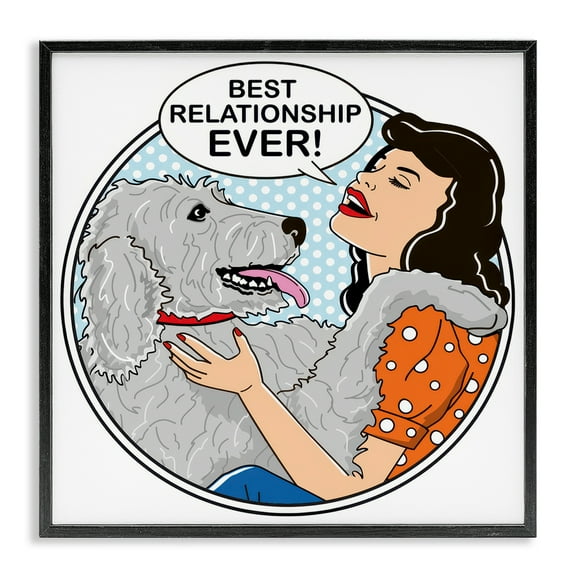 Stupell Industries Best Relationship Ever Dog Animals Painting Black Framed Art Print Wall Art, 12 x 12