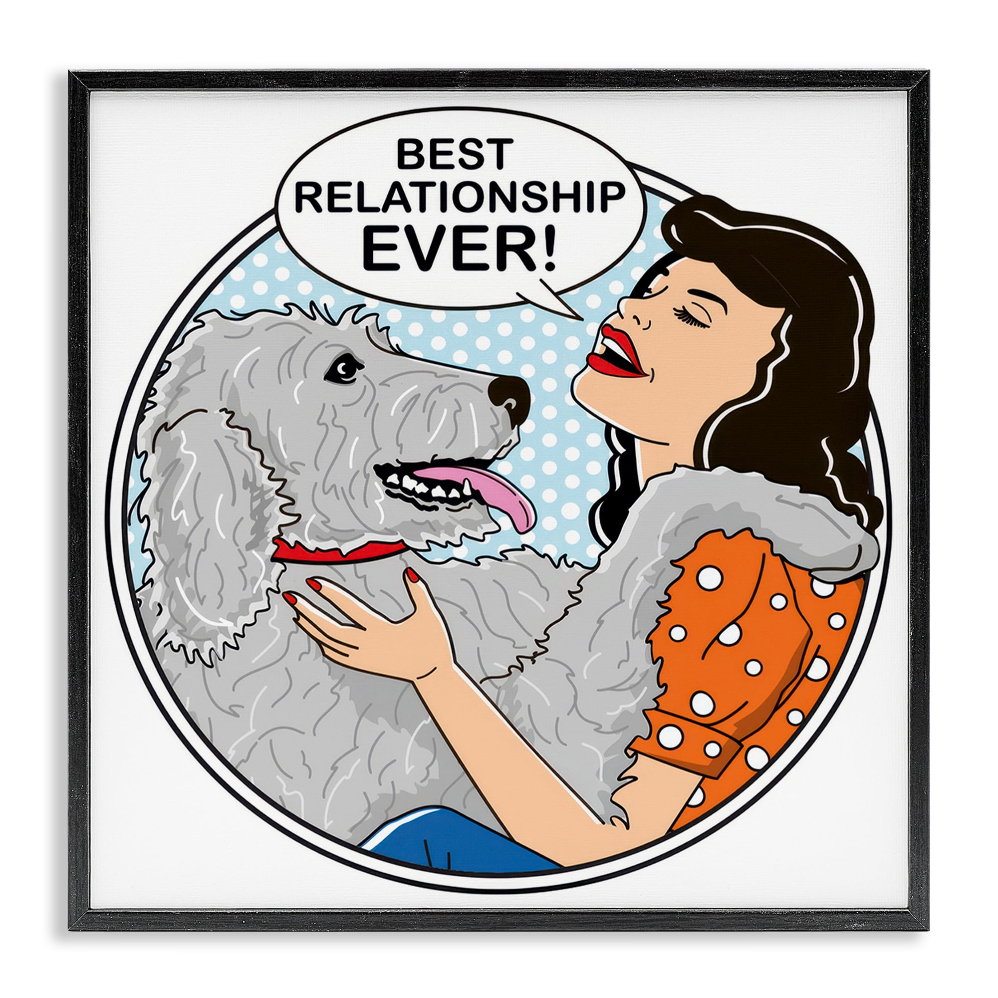 Stupell Industries Best Relationship Ever Dog Animals Painting Black Framed Art Print Wall Art, 17 x 17