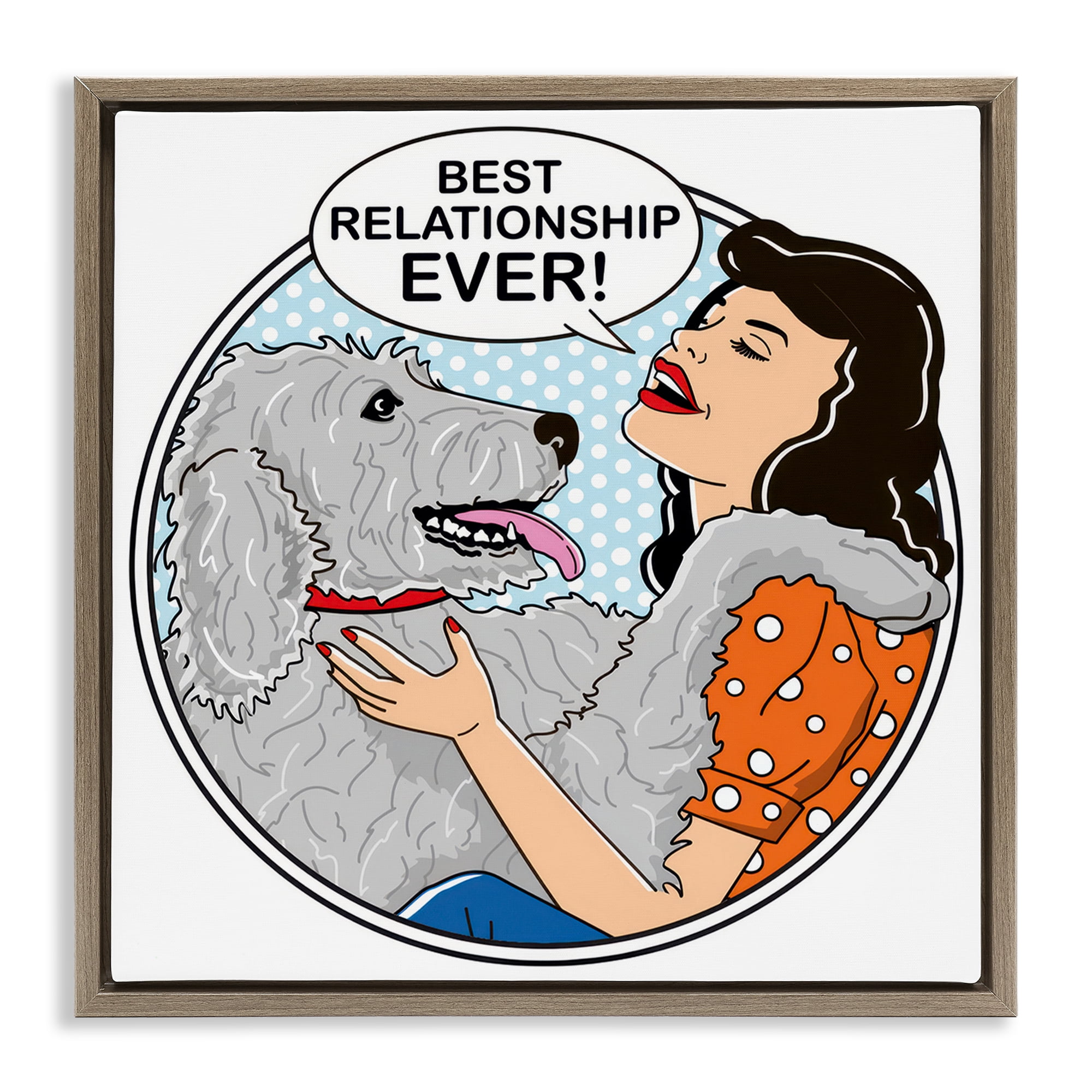Stupell Industries Best Relationship Ever Dog Animals Painting Brown Floater Framed Canvas Art Print Wall Art, 25 x 25