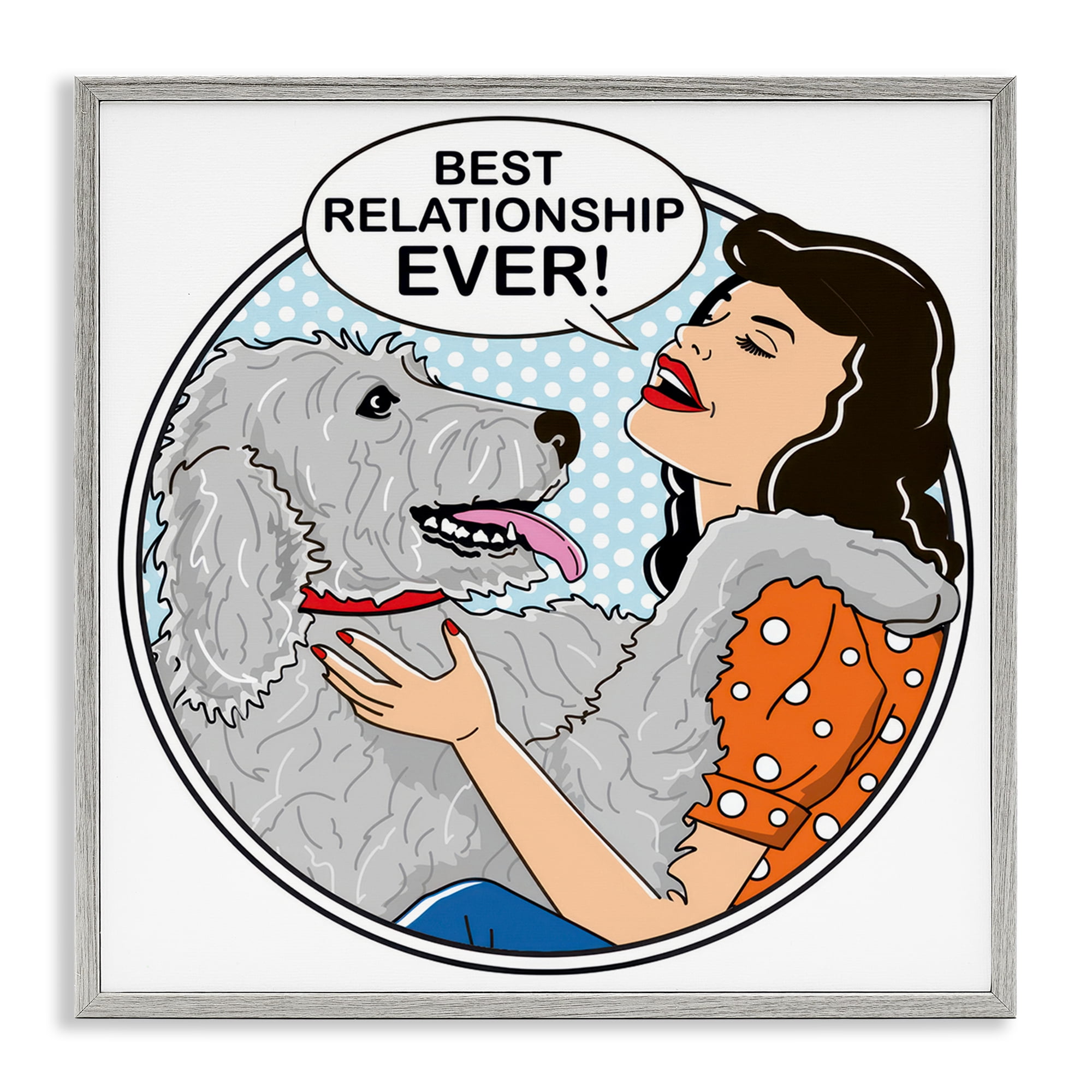 Stupell Industries Best Relationship Ever Dog Animals Painting Gray Framed Art Print Wall Art, 12 x 12