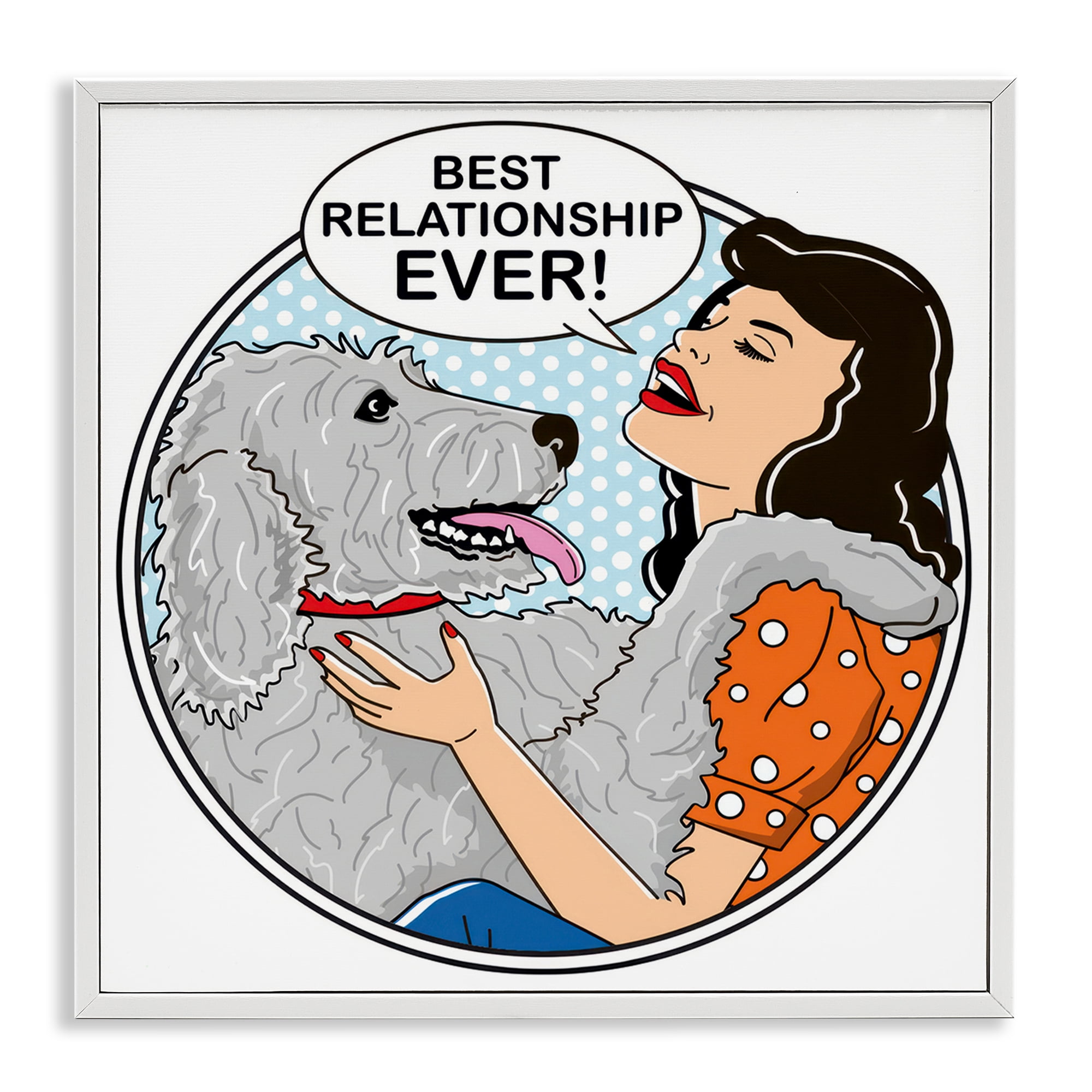 Stupell Industries Best Relationship Ever Dog Animals Painting White Framed Art Print Wall Art, 24 x 24