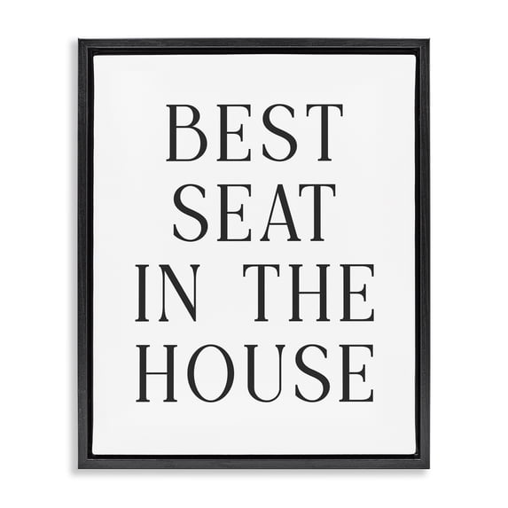 Stupell Industries Traditional Best Seat Bathroom Toilet Black Floating Frame Canvas Art, 17 x 21, by Lettered and Lined