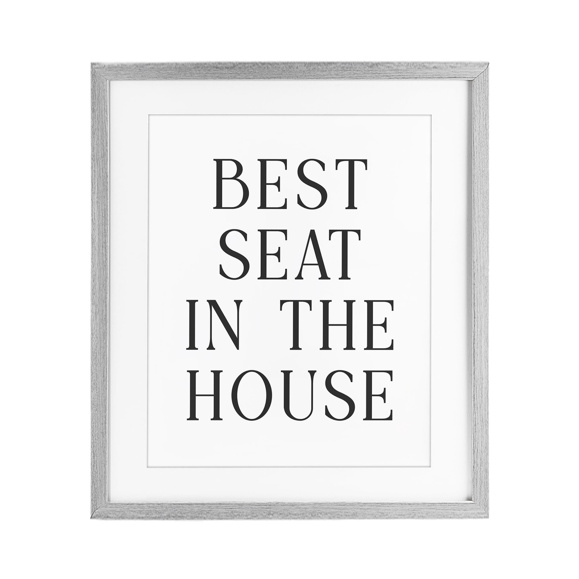 Stupell Industries Best Seat Bathroom Toilet Gray Framed Print Under Glass, design by Lettered and Lined