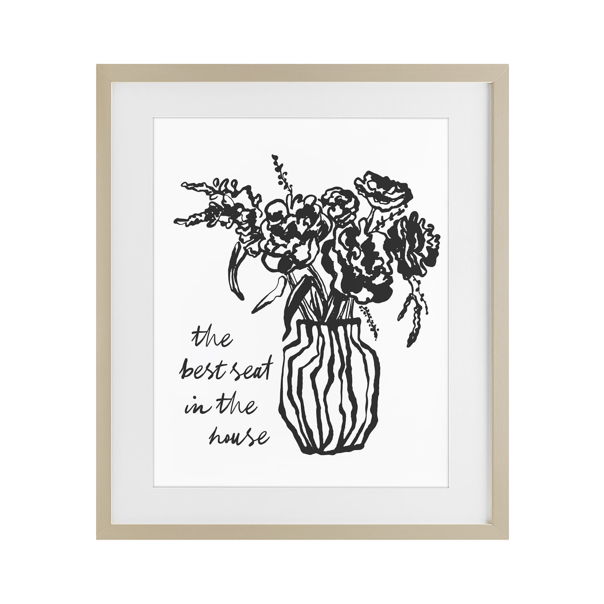Stupell Industries Best Seat in House Bathroom Birch Framed Print Under Glass, design by Lettered and Lined
