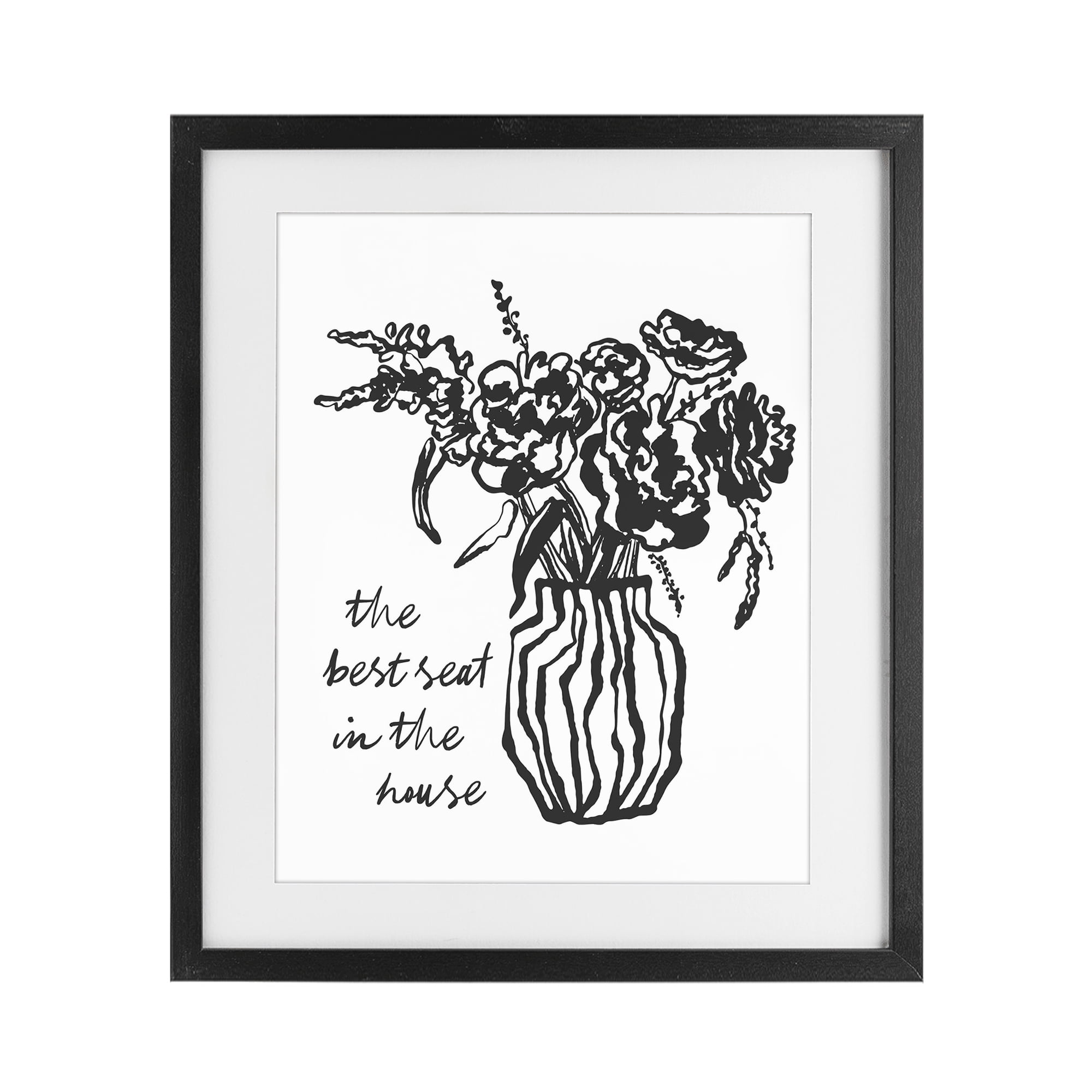 Stupell Industries Best Seat in House Bathroom Black Framed Print Under Glass, design by Lettered and Lined