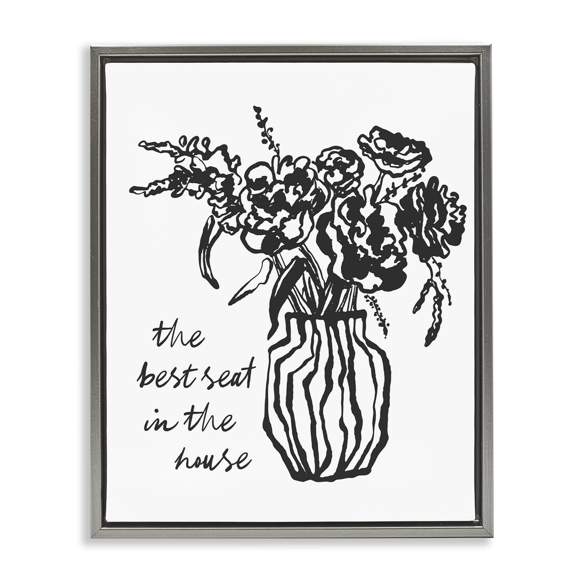 Stupell Industries Best Seat in House Bathroom Gray Framed Floater Canvas Wall Art, design by Lettered and Lined