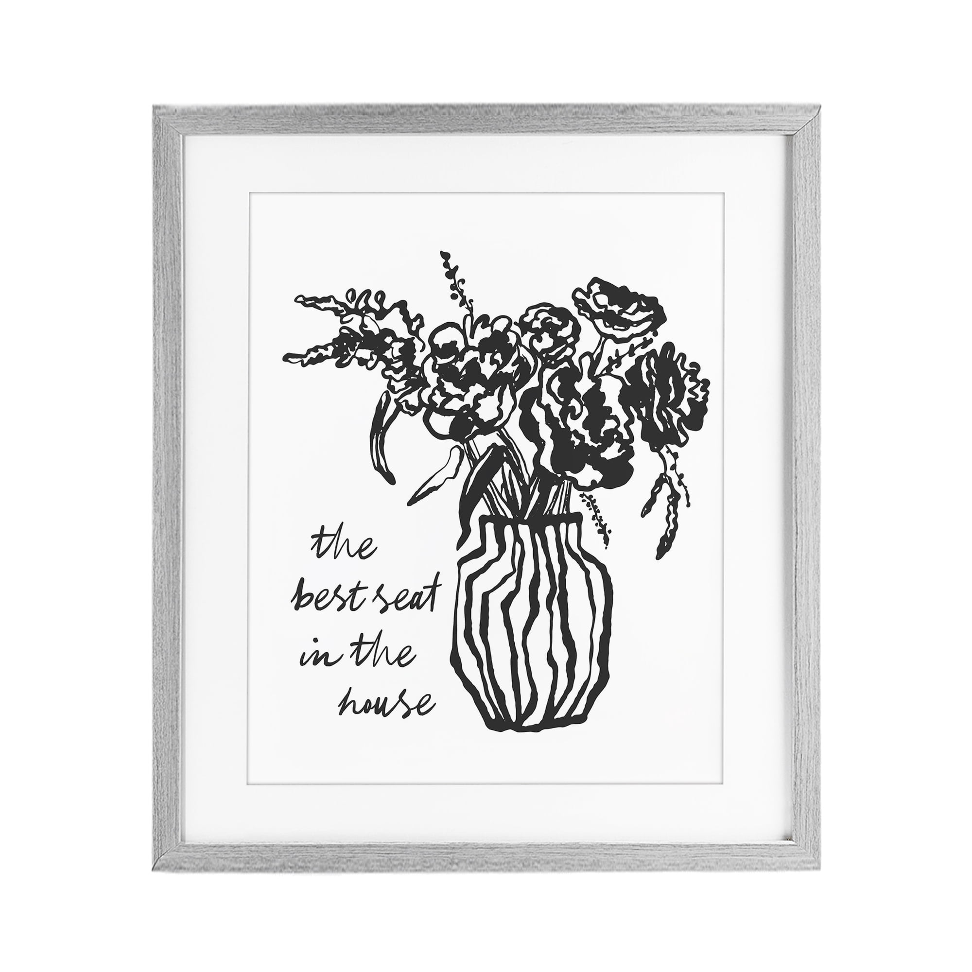 Stupell Industries Best Seat in House Bathroom Gray Framed Print Under Glass, design by Lettered and Lined