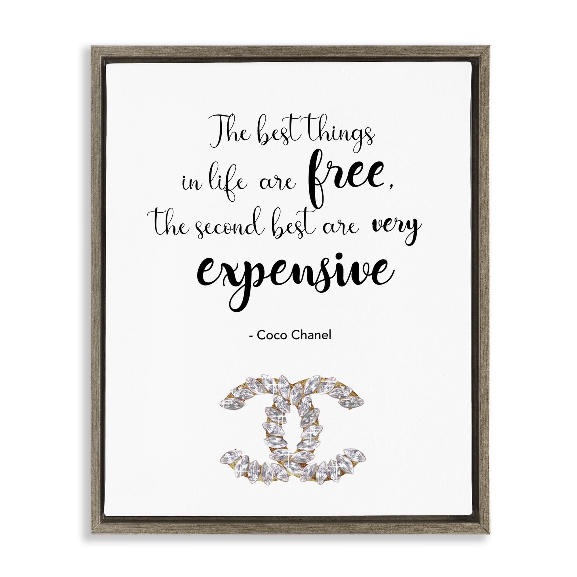 Stupell Industries Best Things In Life Fashion Phrase Beauty & Fashion Painting Brown Floater Framed Canvas Art Print Wall Art, 17 x 21