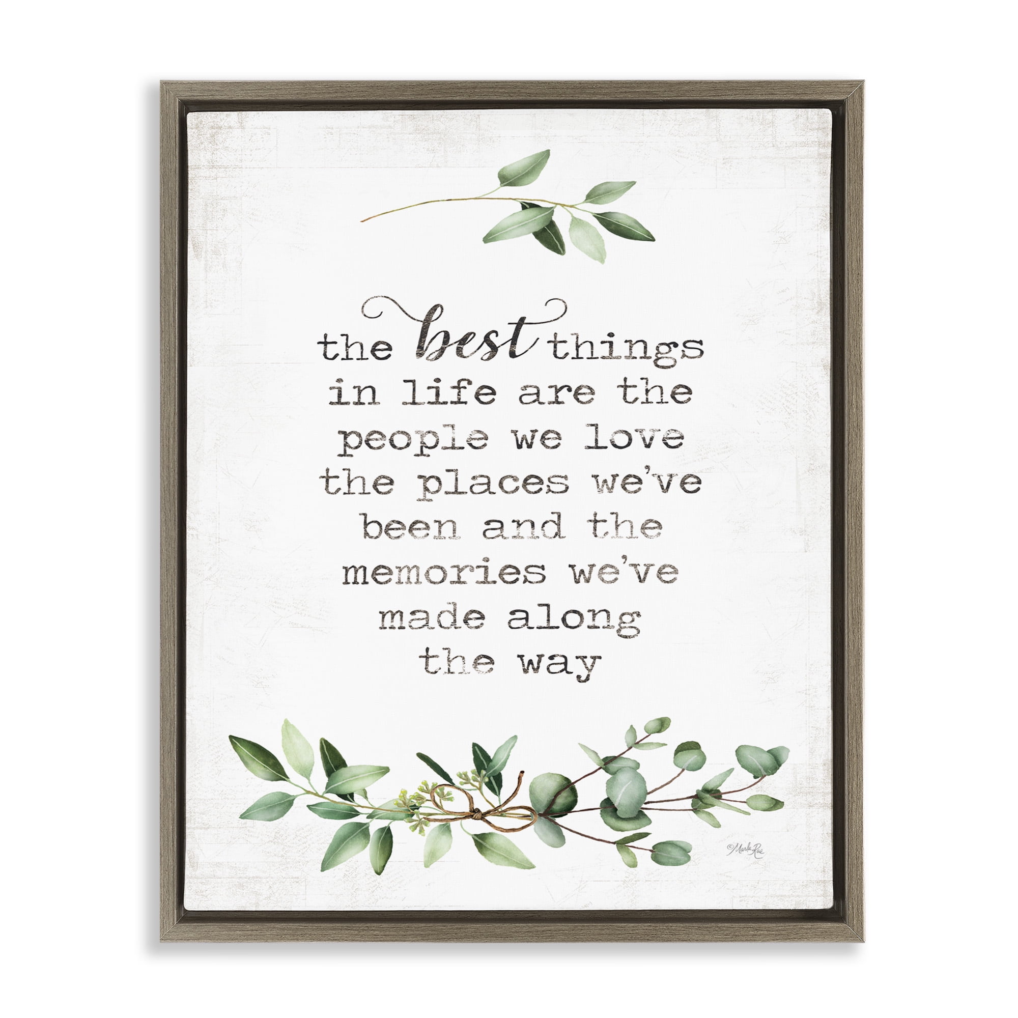 Stupell Industries Best Things In Life Sentiment Inspirational Painting Brown Floater Framed Canvas Art Print Wall Art, 25 x 31