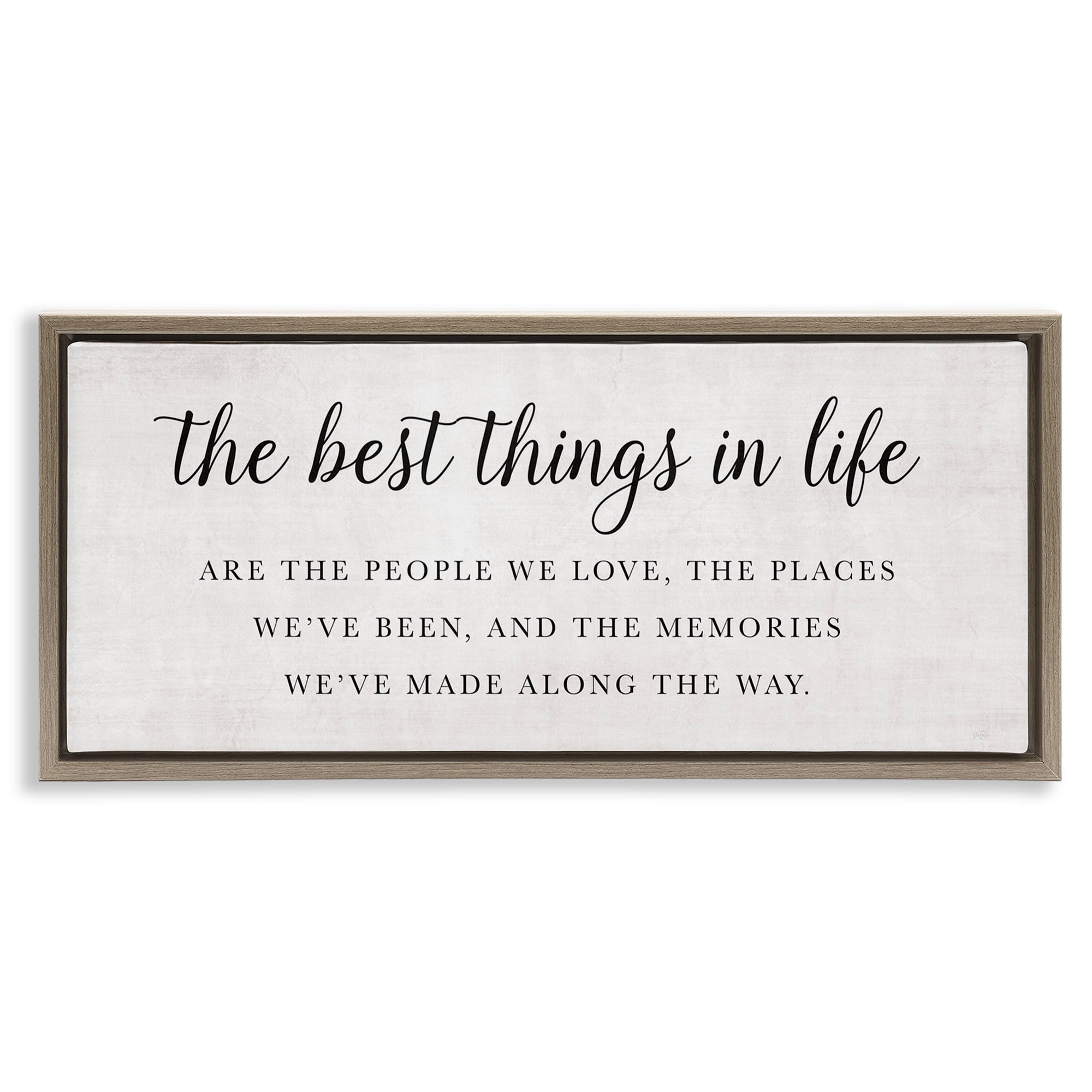 Stupell Industries Best Things In Life Uplifting Brown Framed Floater Canvas Wall Art, design by Natalie Carpentieri