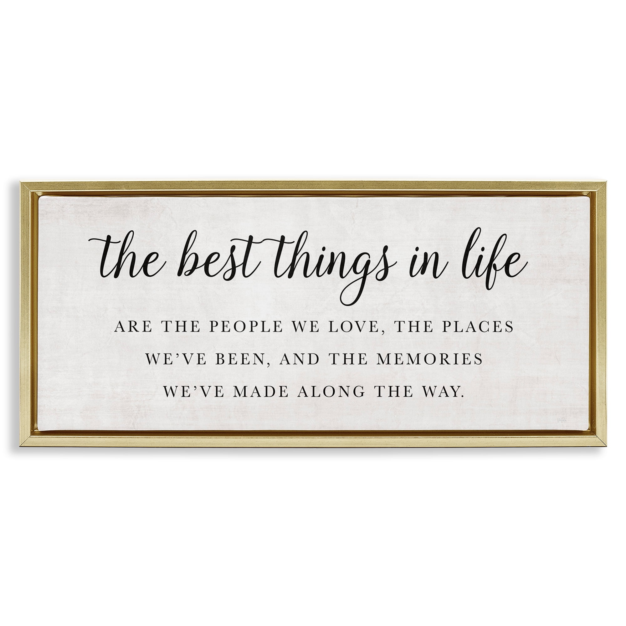 Stupell Industries Best Things In Life Uplifting Gold Framed Floater Canvas Wall Art, design by Natalie Carpentieri