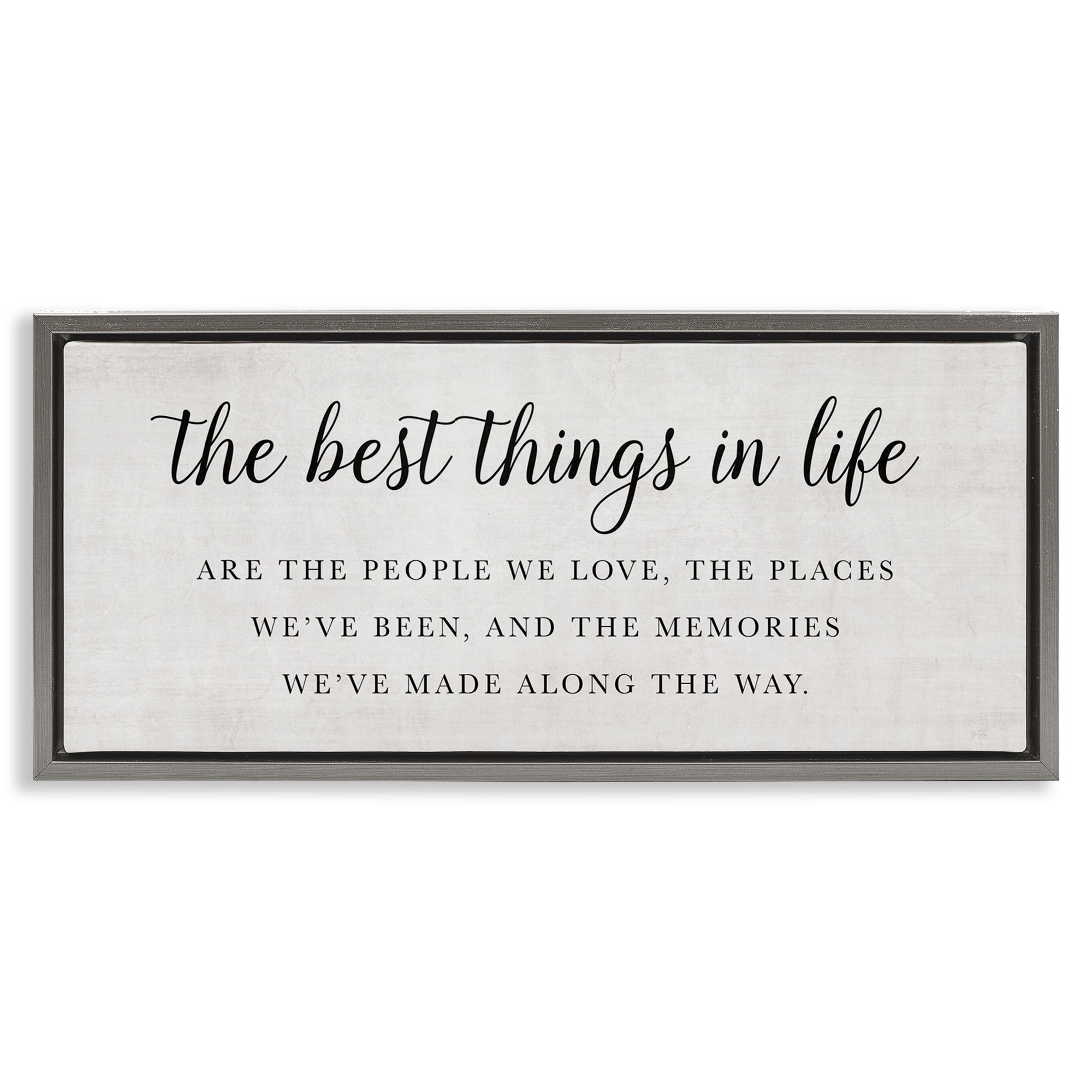 Stupell Industries Best Things In Life Uplifting Gray Framed Floater Canvas Wall Art, design by Natalie Carpentieri