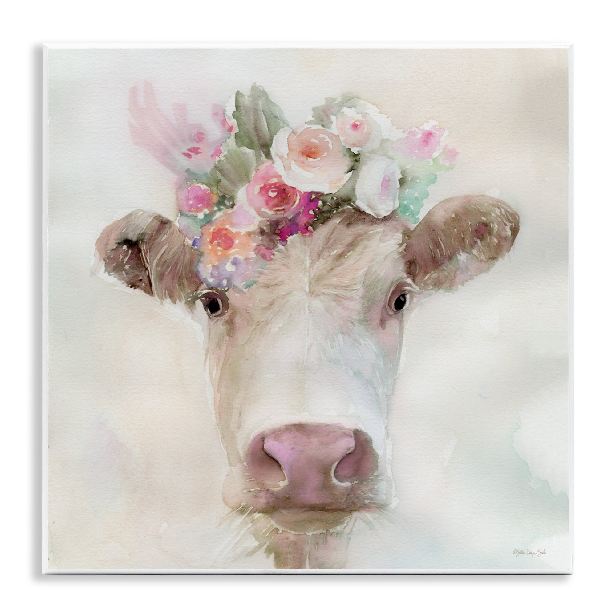 Stupell Industries Betsy Cow with Flowers Wall Plaque Art, design by Stellar Design Studio