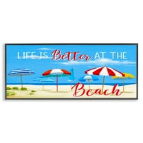 Stupell Industries Better At Beach Scene Landscape Painting Black Framed Art Print Wall Art, 24 x 10