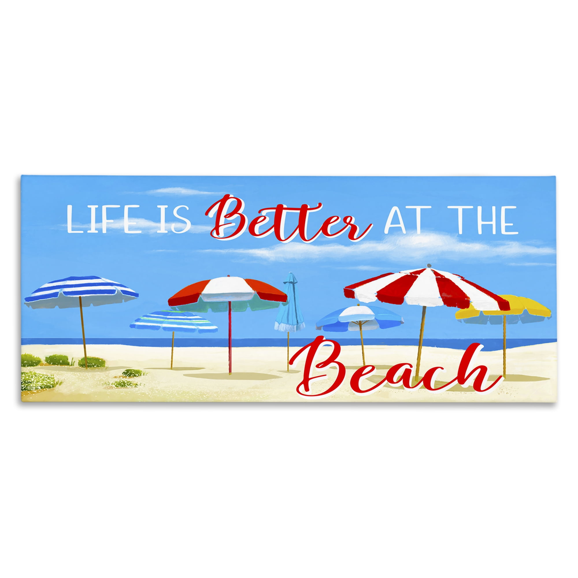 Stupell Industries Better At Beach Scene Landscape Painting Gallery Wrapped Canvas Art Print Wall Art, 48 x 20