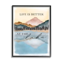 Stupell Industries Better At Lake Phrase Graphic Art Black Framed Art Print Wall Art, Design by JJ Design House LLC