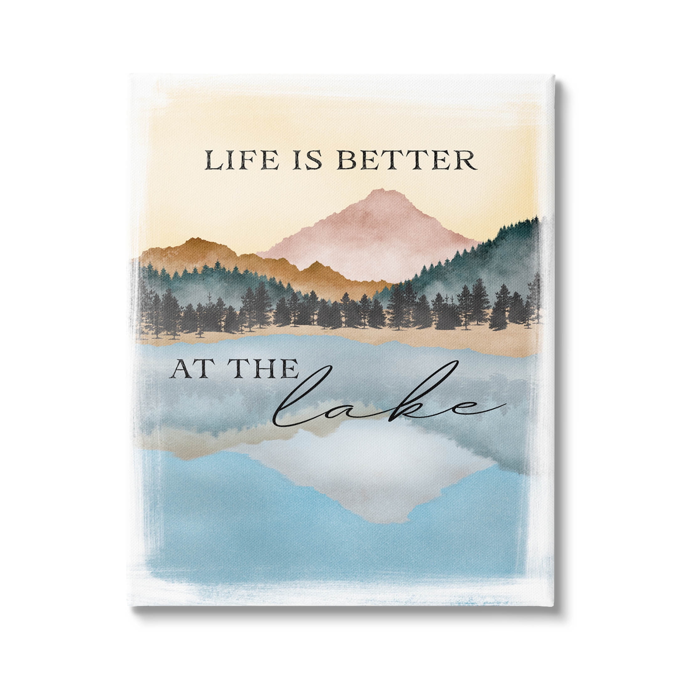 Stupell Industries Better At Lake Phrase Graphic Art Gallery Wrapped Canvas Print Wall Art, Design by JJ Design House LLC