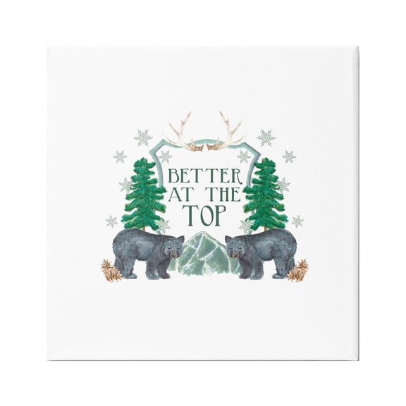 Stupell Industries Better At The Top Adventure Saying Bears Trees Scene Graphic Art Gallery Wrapped Canvas Print Wall Art, Design by Dishique