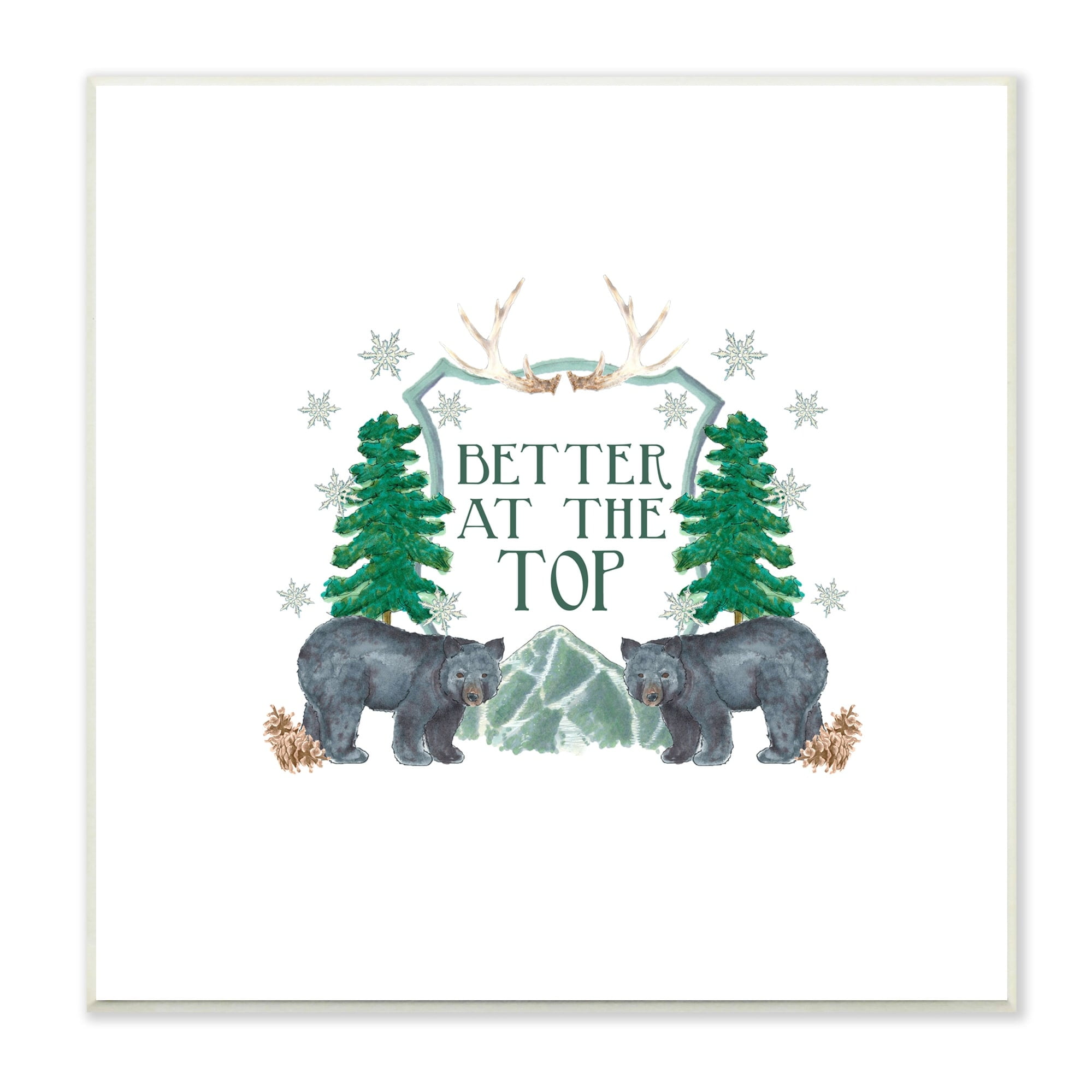 Stupell Industries Better At The Top Adventure Saying Bears Trees Scene Graphic Art Unframed Art Print Wall Art, Design by Dishique