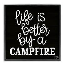 Stupell Industries Better By Campfire Text & Numbers Painting Black Framed Art Print Wall Art, 12 x 12