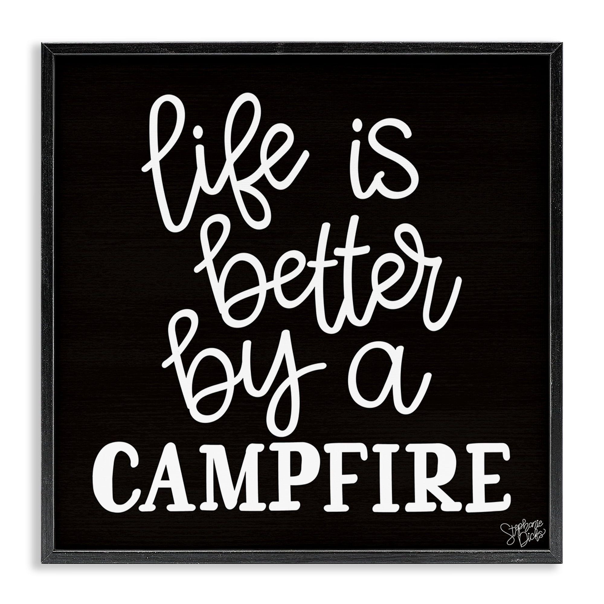 Stupell Industries Better By Campfire Text & Numbers Painting Black Framed Art Print Wall Art, 24 x 24