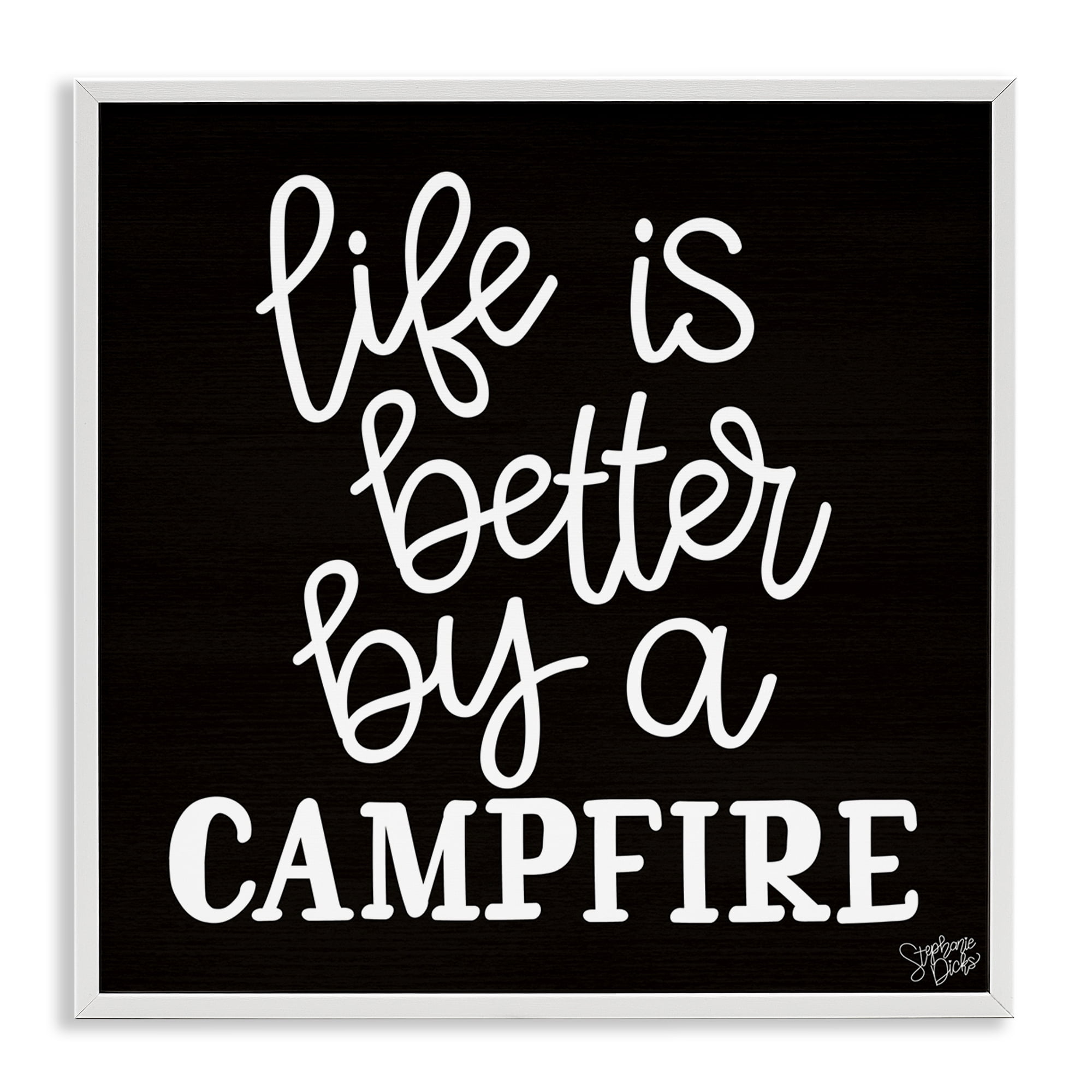 Stupell Industries Better By Campfire Text & Numbers Painting White Framed Art Print Wall Art, 12 x 12