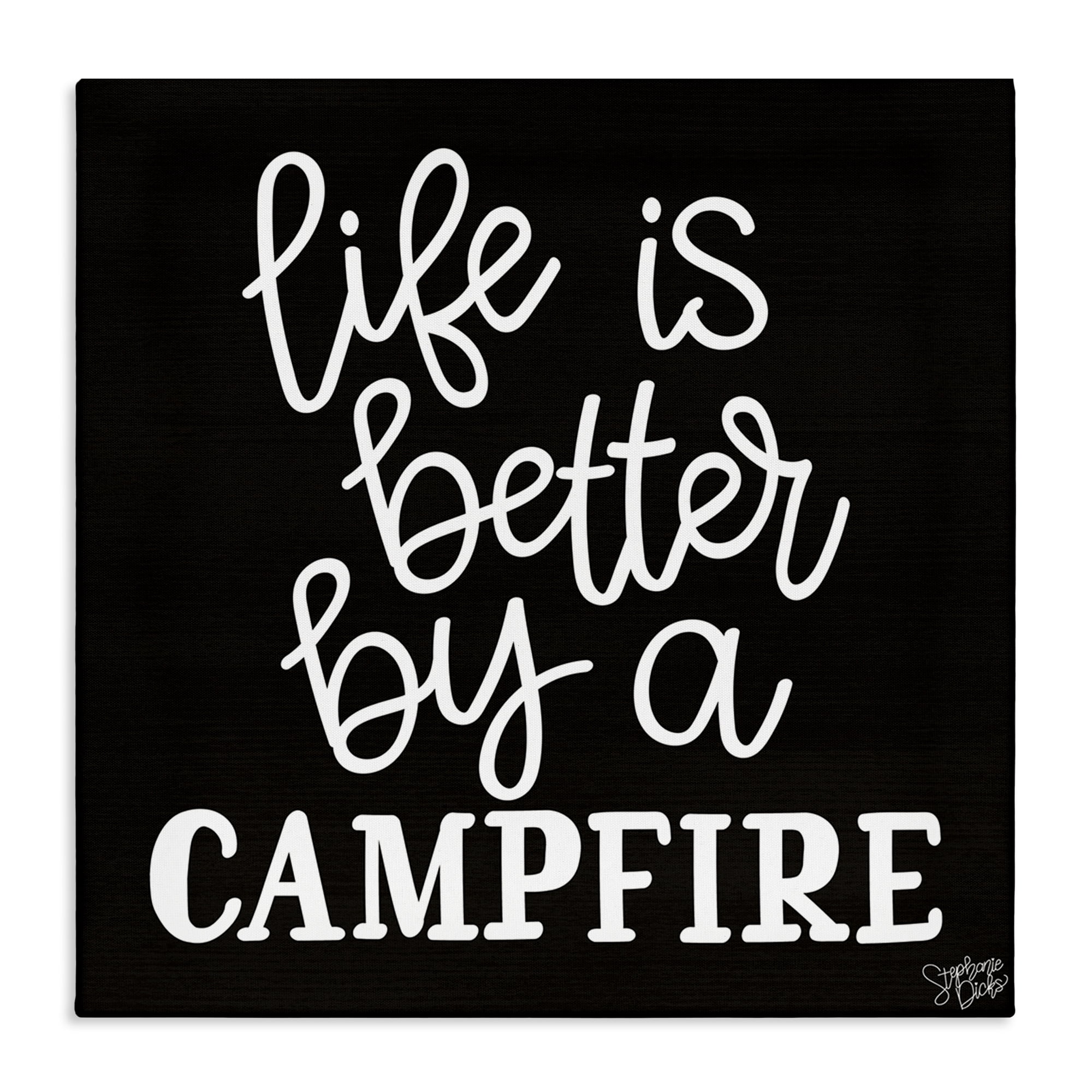 Stupell Industries Better By Campfire Text & Numbers Painting Wrapped Canvas Art Print Wall Art, 30 x 30
