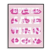 Stupell Industries Better Late Than Ugly Beauty & Fashion Painting Black Framed Art Print Wall Art, 11 x 14