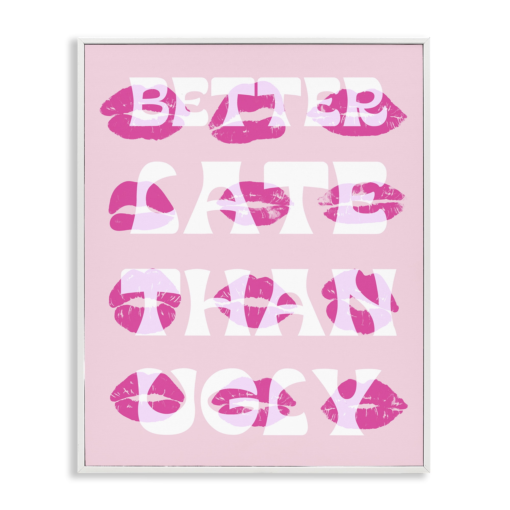 Stupell Industries Better Late Than Ugly Beauty & Fashion Painting White Framed Art Print Wall Art, 11 x 14