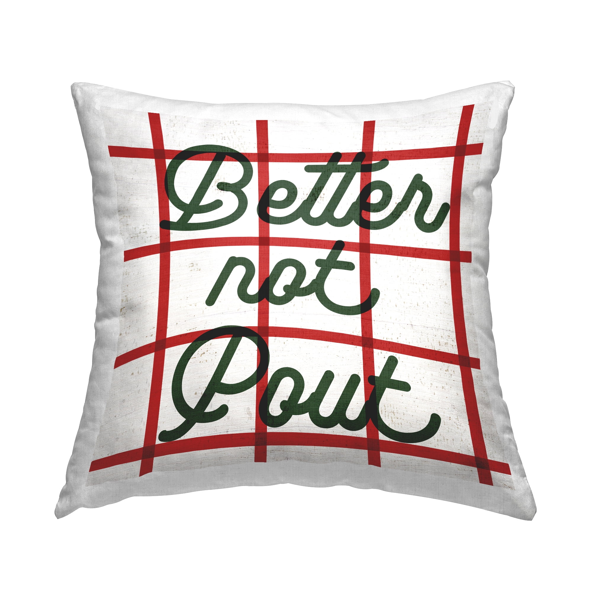 Stupell Industries Better Not Pout Christmas Plaid Printed Throw Pillow Design by Lil' Rue