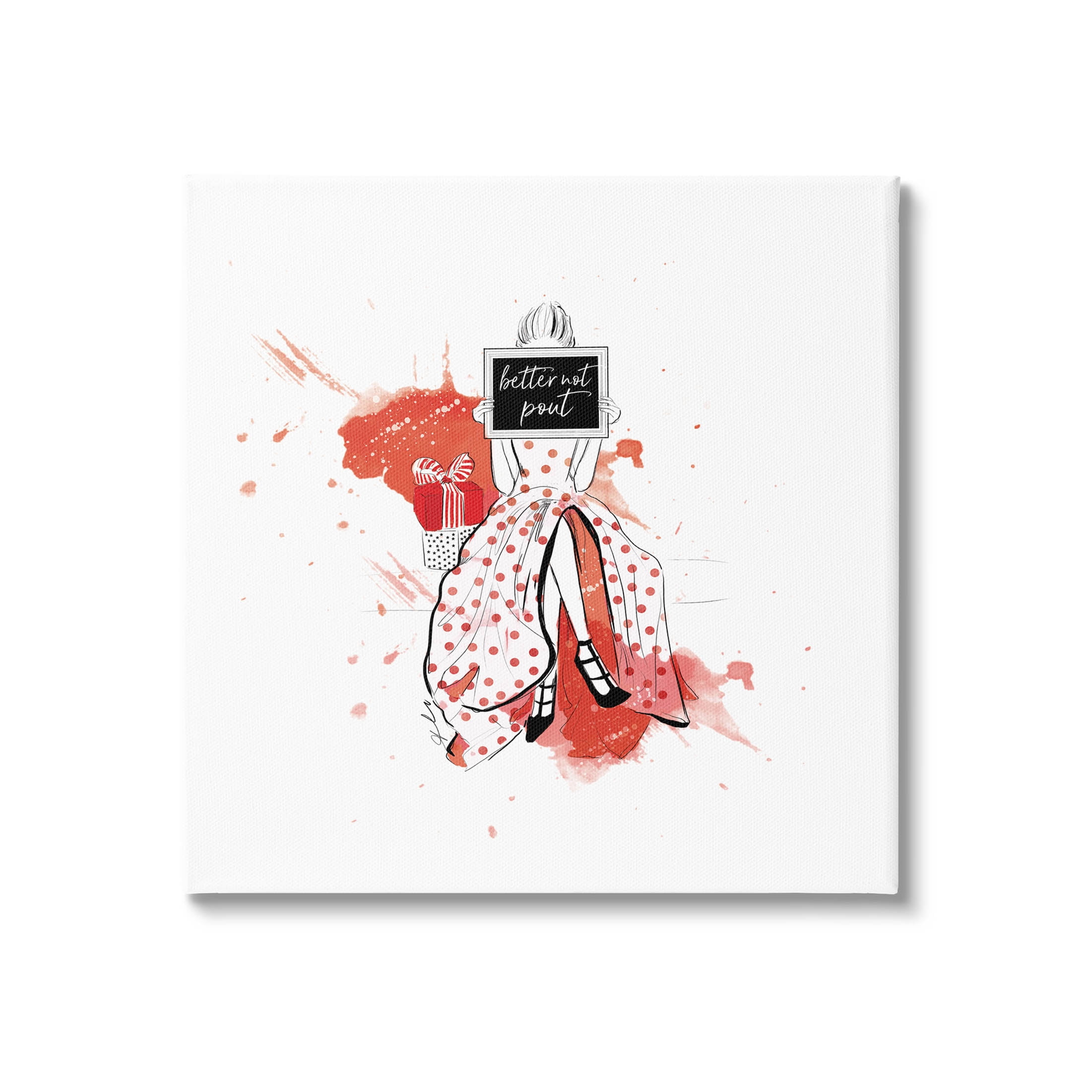 Stupell Industries Better Not Pout Holiday Fashion Graphic Art Gallery Wrapped Canvas Print Wall Art, Design by Alison Petrie