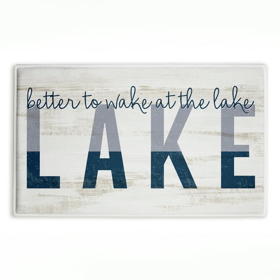 Stupell Industries Better To Wake At Lake Printed Plush Bath Mat and Bath Rug, design by Kim Allen, 18"x30"