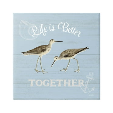 Stupell Industries Better Together Coastal Sandpipers Graphic Art Gallery Wrapped Canvas Print Wall Art, Design by Katie Pertiet