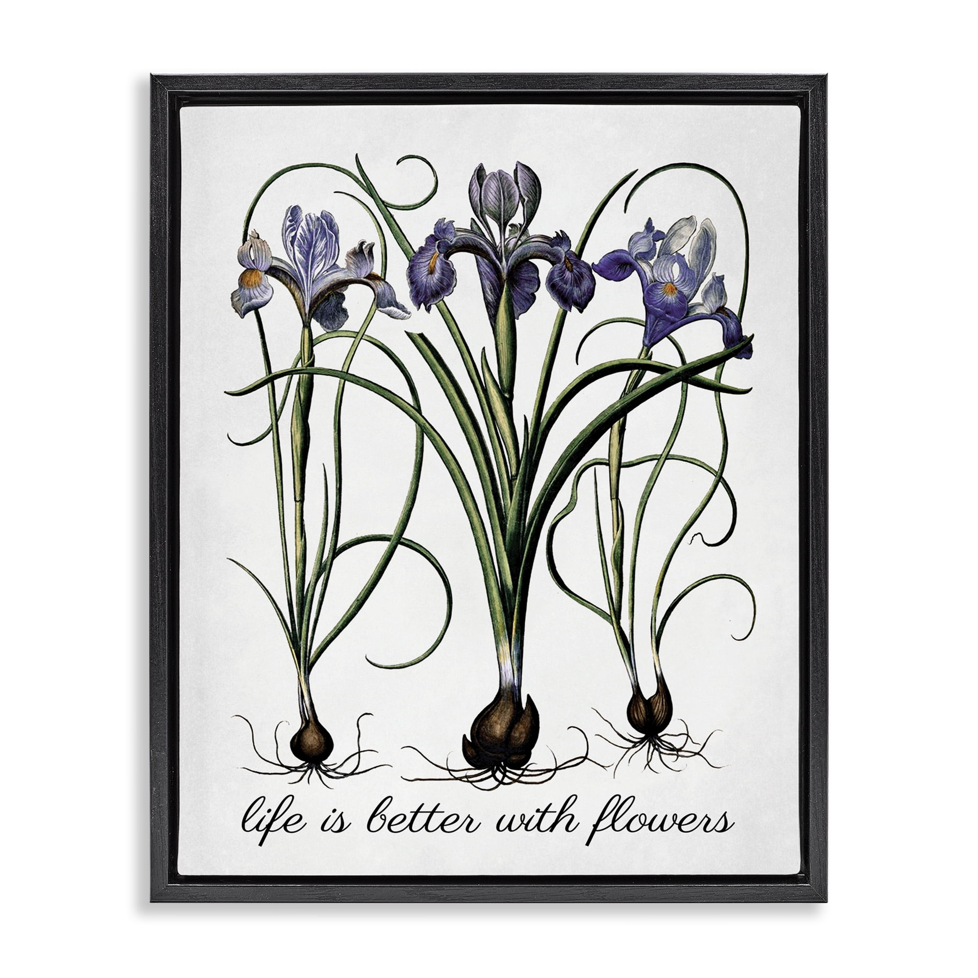 Stupell Industries Better With Flowers Botanical & Floral Painting Black Floater Framed Art Print Wall Art, 25 x 31
