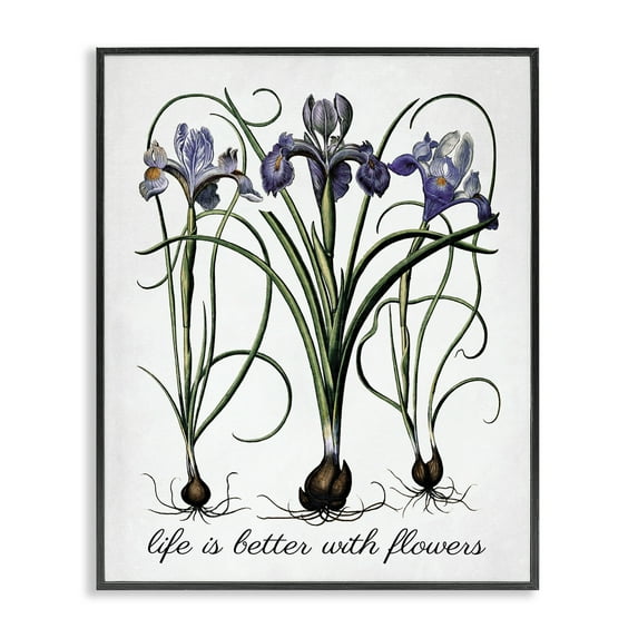 Stupell Industries Better With Flowers Botanical & Floral Painting Black Framed Art Print Wall Art, 24 x 30