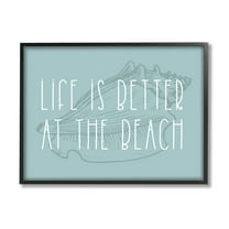 Stupell Industries Better at Beach with Shell Animals & Insects Painting Black Framed Art Print Wall Art, 14 x 11