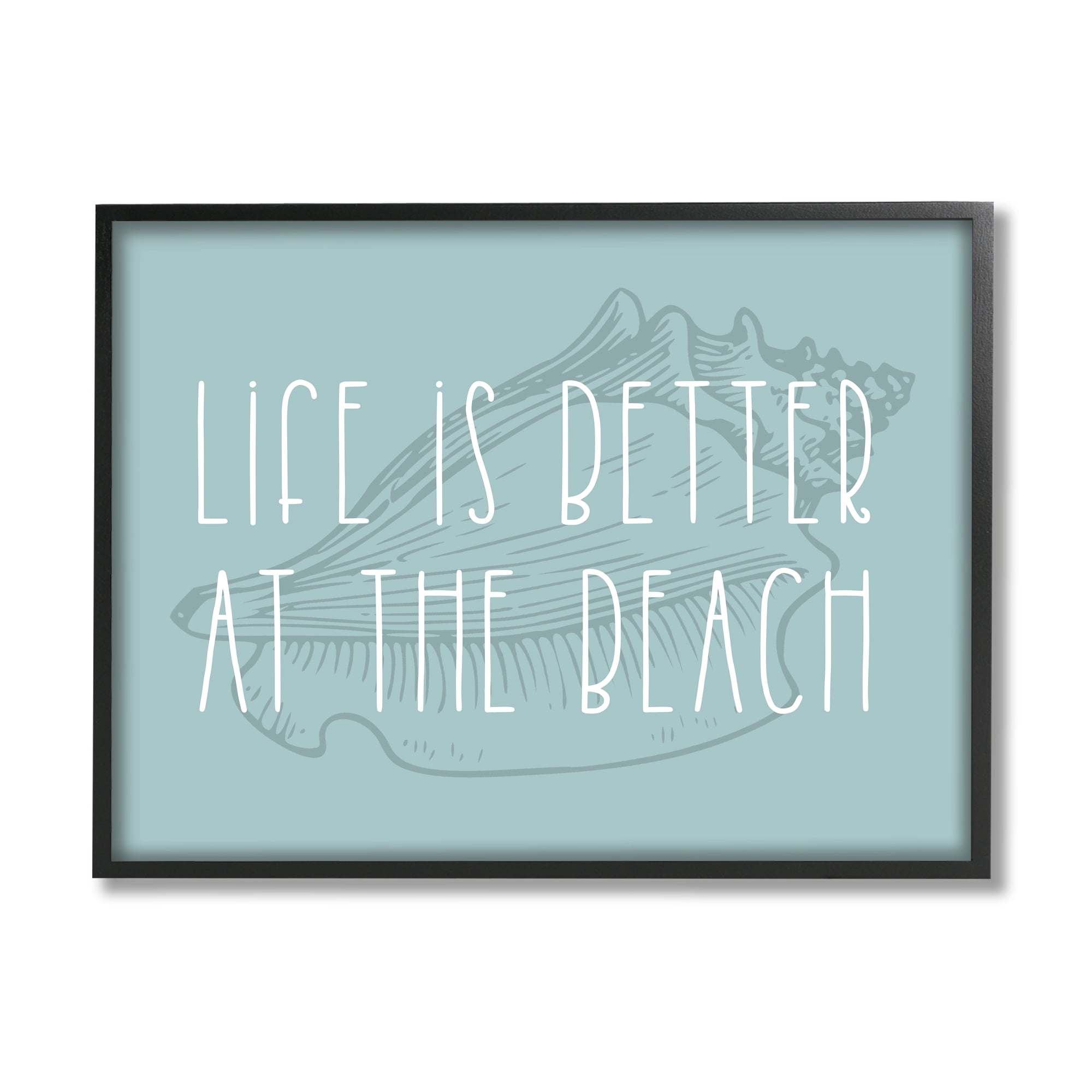 Stupell Industries Better at Beach with Shell Animals & Insects Painting Black Framed Art Print Wall Art, 30 x 24