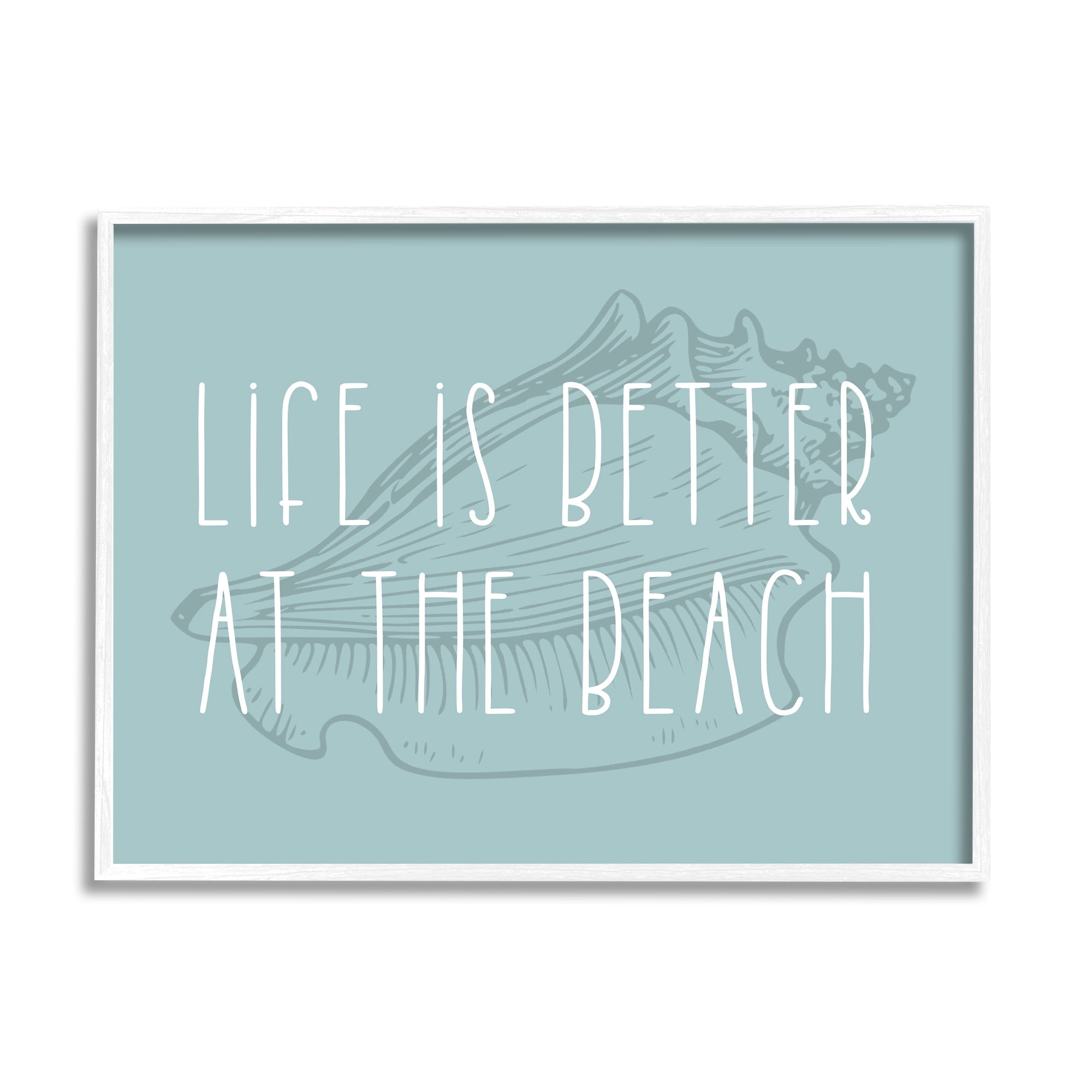 Stupell Industries Better at Beach with Shell Animals & Insects Painting White Framed Art Print Wall Art, 30 x 24