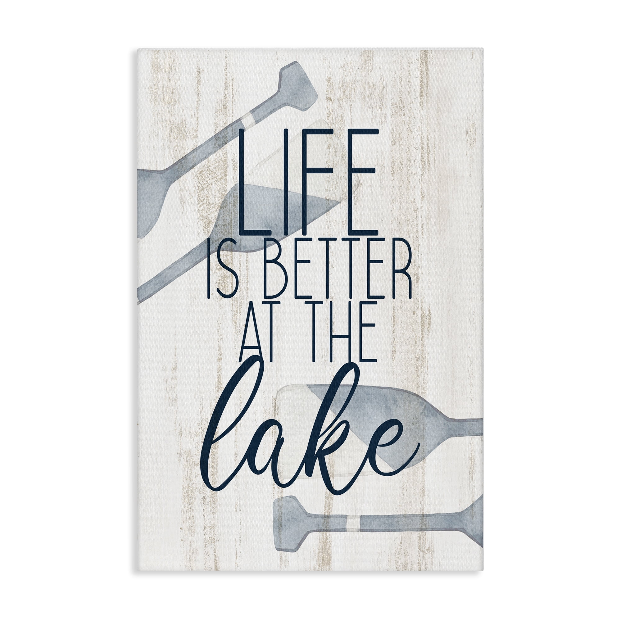 Stupell Industries Better at Lake with Oars Text & Numbers Painting Wrapped Canvas Art Print Wall Art, 16 x 24
