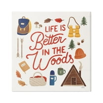 Stupell Industries Better in the Woods Phrase Typography Painting Gallery Wrapped Canvas Print Wall Art, 17 x 17