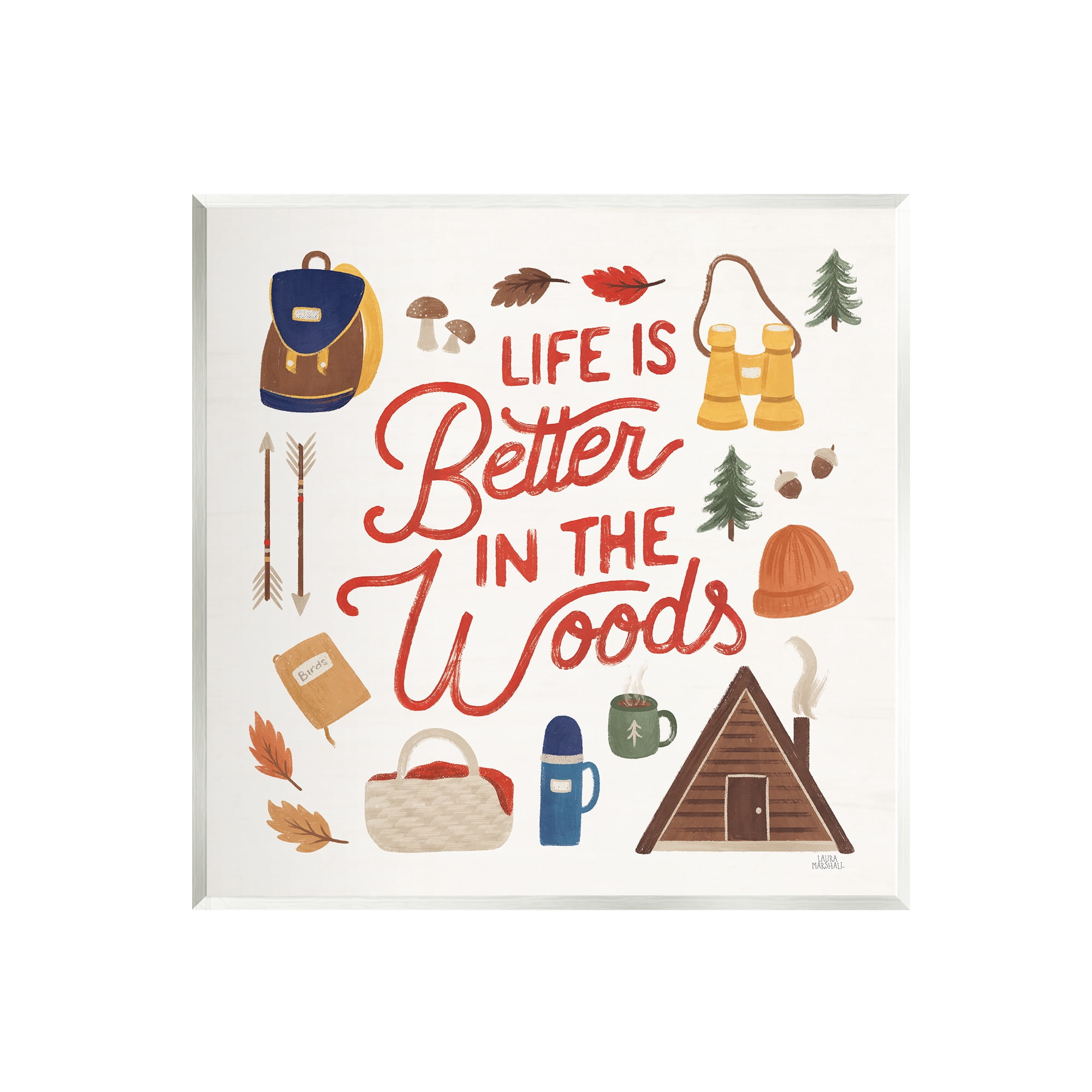Stupell Industries Better in the Woods Phrase Typography Painting Unframed Art Print Wall Art, 12 x 12