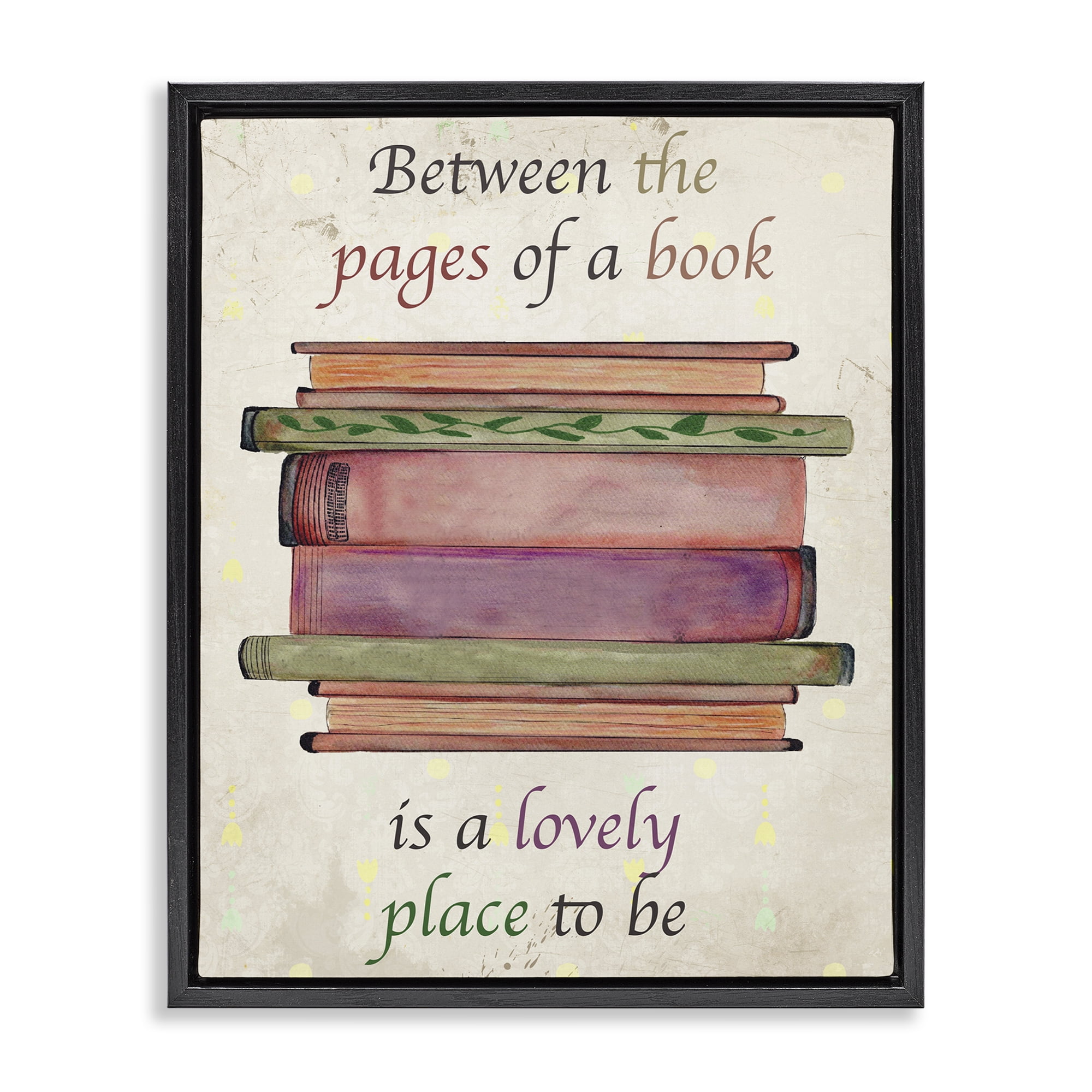 Stupell Industries Between Pages Of A Book Black Framed Floater Canvas Wall Art, design by Julia Frost