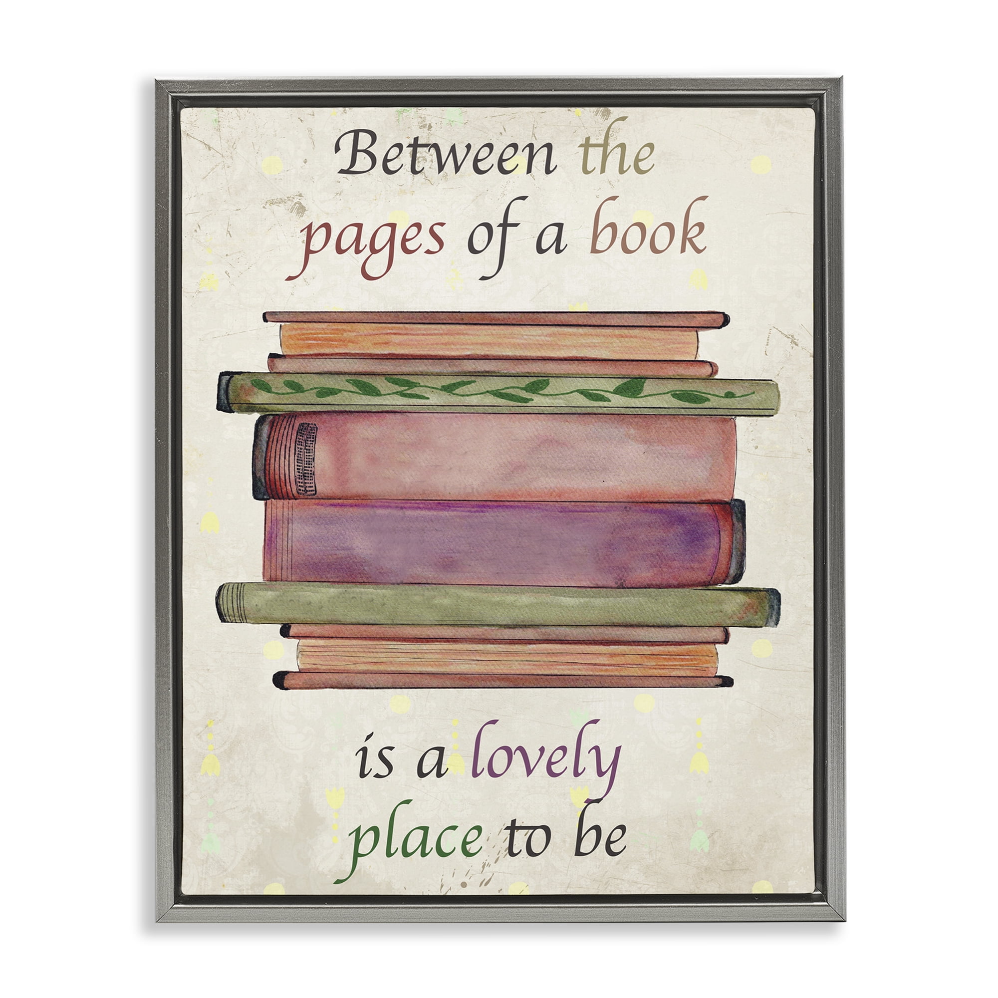 Stupell Industries Between Pages Of A Book Gray Framed Floater Canvas Wall Art, design by Julia Frost