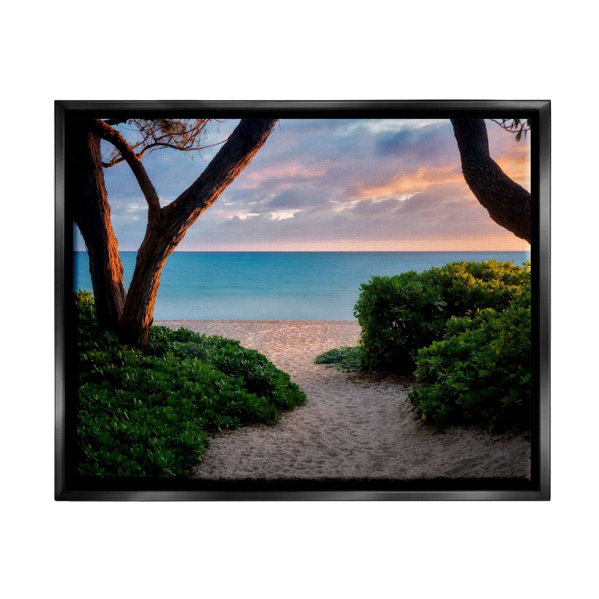 Stupell Industries Between Trees Sandy Beach Path Coastal Photography Black Floater Framed Art Print Wall Art