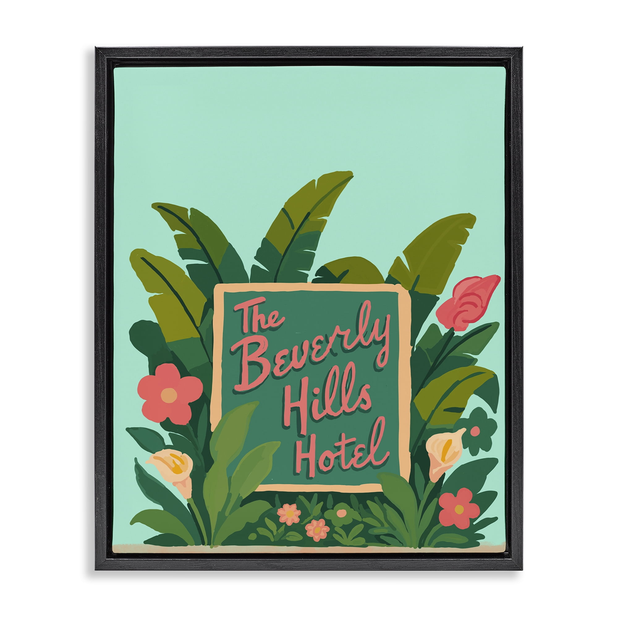 Stupell Industries Beverly Hills Hotel Black Framed Floater Canvas Wall Art, design by Amelia Noyes