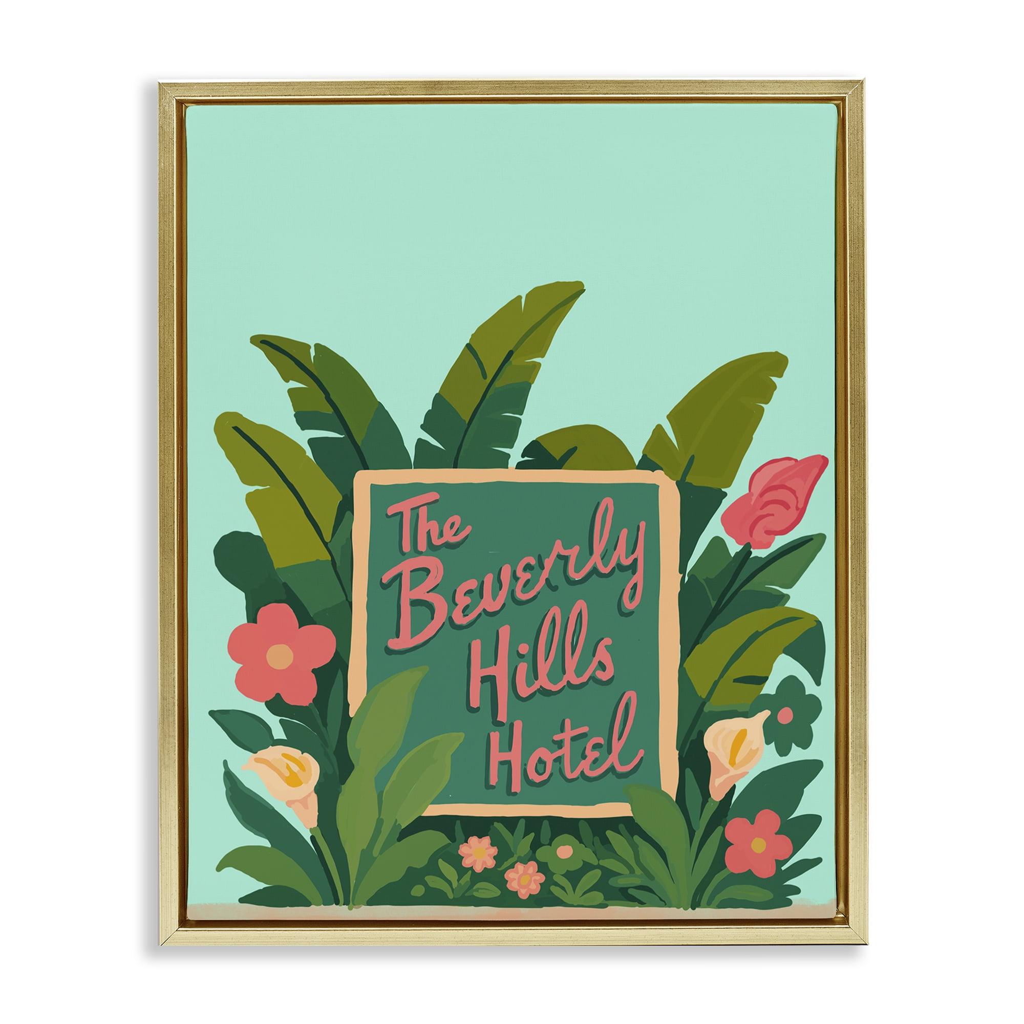 Stupell Industries Beverly Hills Hotel Gold Framed Floater Canvas Wall Art, design by Amelia Noyes